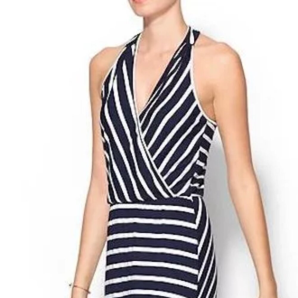 NWT LA MADE RACERBACK MAXI NAVY WHITE STRIPE SIZE S
